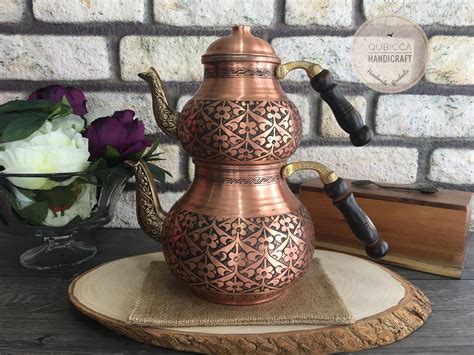 Traditional Turkish Copper Teapot With Wooden Handle Copper Etsy Canada