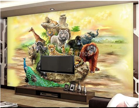 Custom 3d Stereoscopic Wallpaper Safari For Childrens Room Living Room