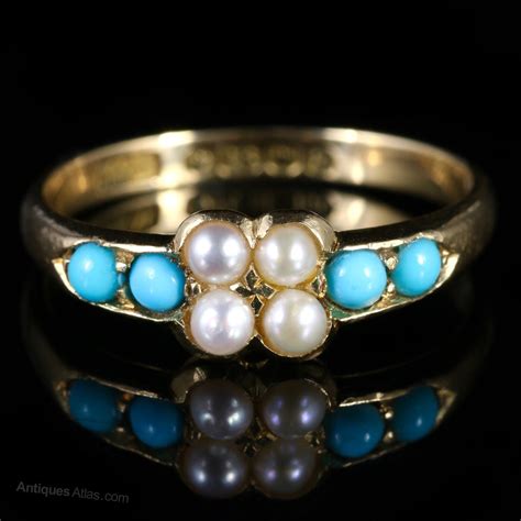 Antiques Atlas Antique Victorian Turquoise And Pearl Ring 18ct