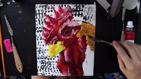 Rooster Painting Acrylic Palette Knife Youtube
