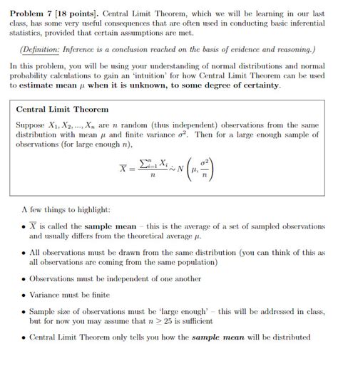 Solved Problem Points Central Limit Theorem Which Chegg Com