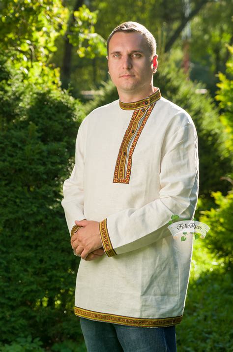Russian Traditional Linen Shirt Kosovorotka Vladimir For Men Folk