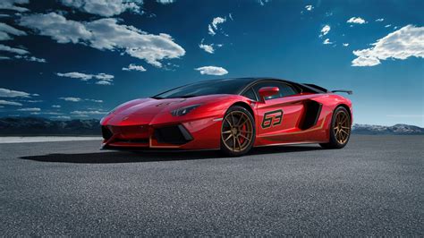 Download Wallpaper 1366x768 Lamborghini Aventador 2020 Red Car Off