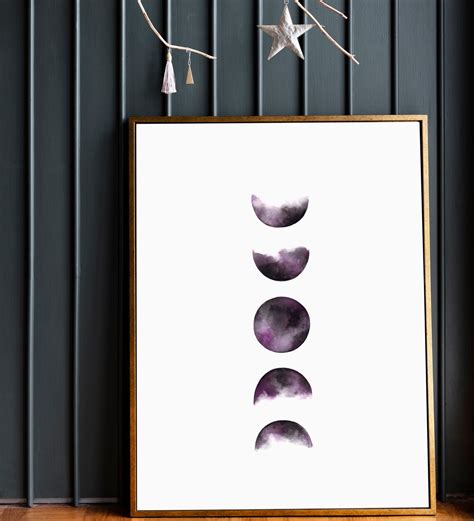 Purple Moon Phases Of The Moon Art Print Witchy Artwork Etsy Israel
