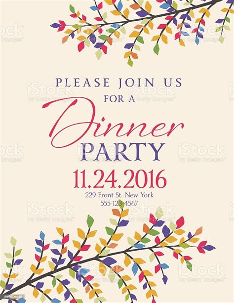 Elegant Fall Dinner Party Invitation Template Stock Illustration
