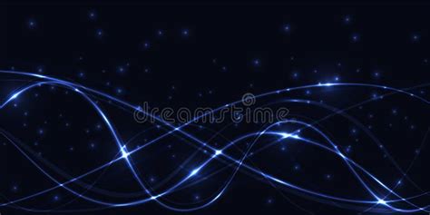 Dark Abstract Background With Blue Translucent Luminous Lines And