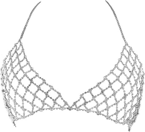 cuier sexy body chains silver rhinestone bra belly chain jewelry bikini beach rave