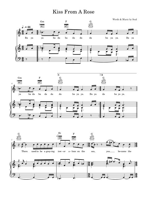 Kiss From A Rose Sheet Music For Piano Vocals By Seal Official