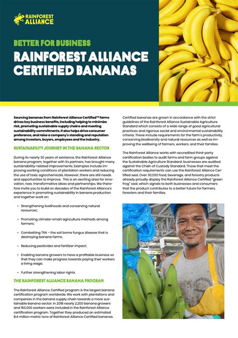 Better For Business Rainforest Alliance Certified Bananas Rainforest Alliance 法人向け