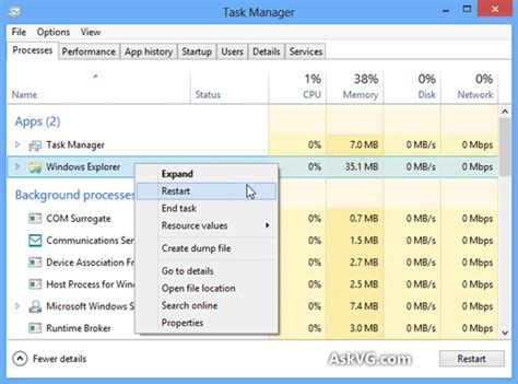 Windows 8 And Later Allow You To Restart Explorer Using Task Manager