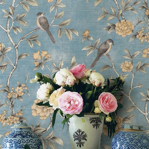 Chinese Style Classical Pastoral Flowers Birds Wallpaper Bvm Home