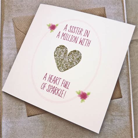 Whether she is your big sister or little sister sometimes it's hard to find her the perfect gifts for does your sister travel a lot for work or play? 'sister In A Million' Gold Glitter Heart Birthday Card By ...