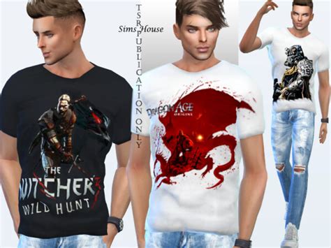 Mens T Shirt With Game Prints By Sims House From Tsr • Sims 4 Downloads