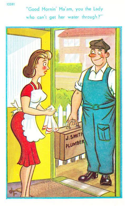 Plumber Lady Needs Tap Water Maid Apron Uniform Old Sexy Humour Seaside