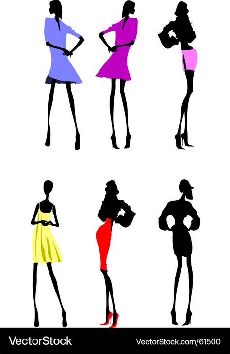 Fashion Girls Designer Silhouette Sketch Vector Image