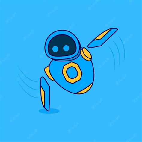 Premium Vector Cute Mascot Blue Robot Dance Practice With One Hand