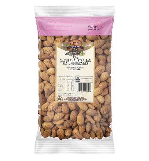Almonds Natural 500g Yummy Snack Foods