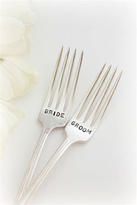 Bride And Groom Wedding Forks Vintage Silver Plate Desire 1940 Etsy