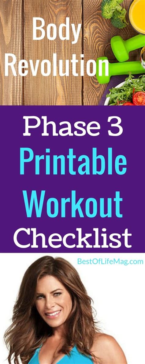 Body Revolution Phase 3 Printable Workout Checklist The Best Of Life