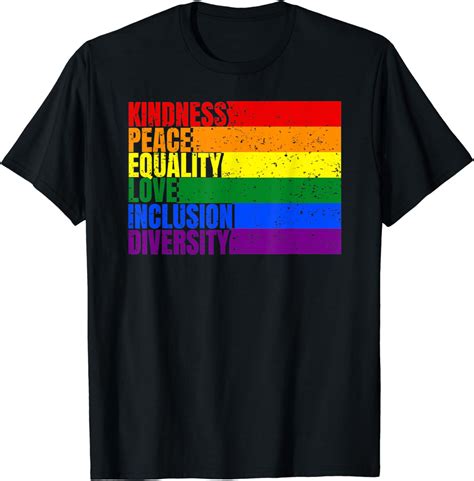 Rainbow Pride Flag LGBTQ Pride T Shirt Amazon Co Uk Fashion
