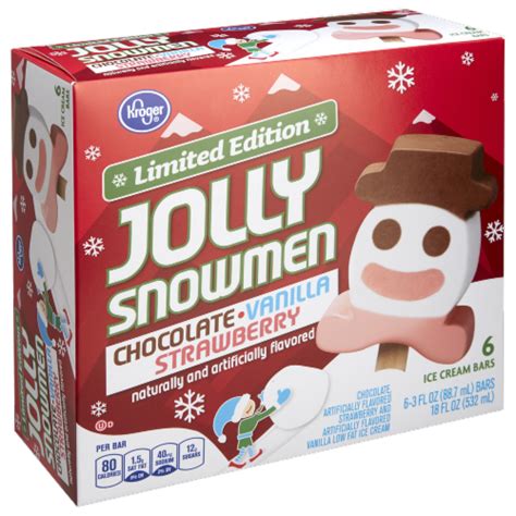 Kroger® Holiday Jolly Snowmen Ice Cream Bars 6 Ct Smiths Food And Drug