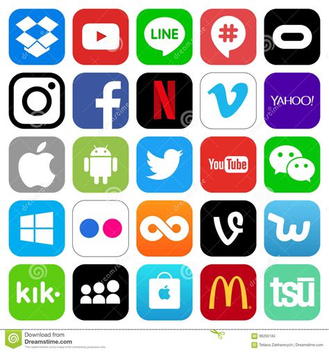 Different Popular Social Media And Other Icons Editorial Stock Image