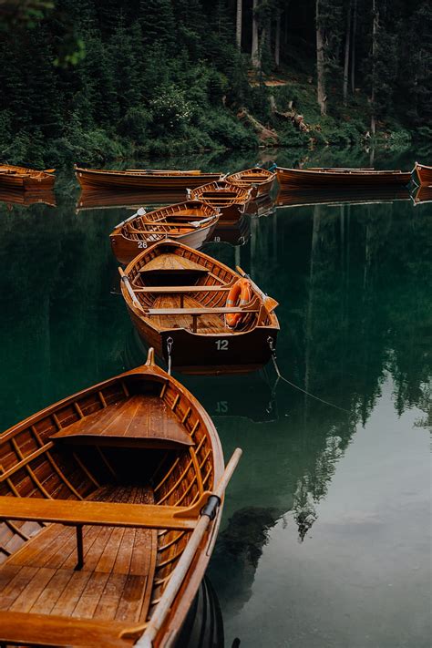 Boats Lake Water Forest Trees Hd Phone Wallpaper Peakpx