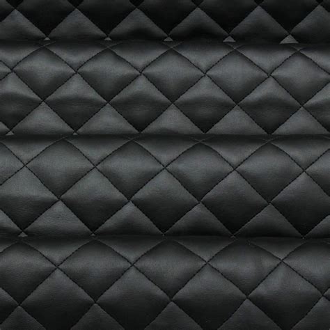 Black Quilted Leather Diamond Stitch Padded Cushion Linen Wadding Faux