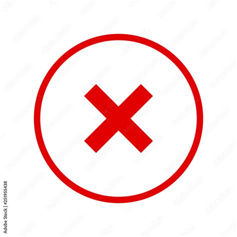 Round Red X Mark Line Icon Button Cross Symbol On White Background