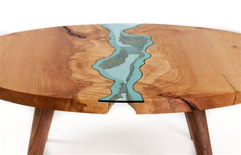 Wooden tv table & wall unit with storage. Unique Wooden Tables Embedded With Glass Rivers and Lakes ...