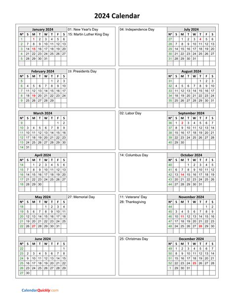 2024 Calendar Pdf Word Excel 2024 Printable Calendar With Holidays
