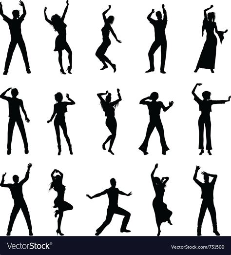 Dancing People Silhouettes Royalty Free Vector Image