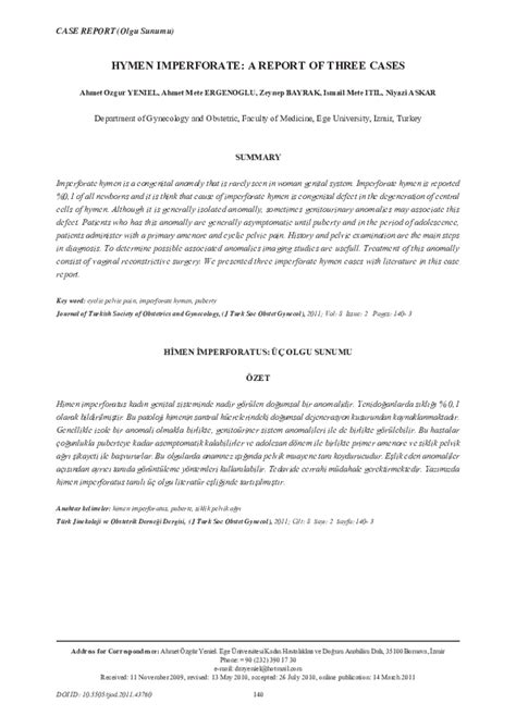 pdf hymen imperforate report of three cases mete ergenoglu
