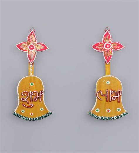 Buy 999store Multicolour Wooden Handmade Diwali Shubh Labh With Bell