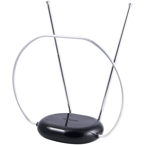 Philips Rabbit Ears Black Indoor Tv Antenna Dipoles And Circular Loop