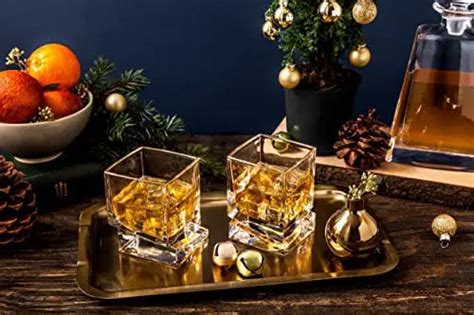 Joyjolt Carre Square Scotch Glasses Old Fashioned Whiskey Glasses 10 Advanced Mixology
