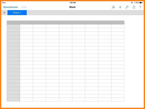 Blank Spreadsheet Template Printable