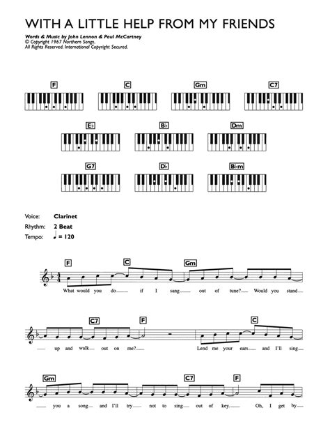 With A Little Help From My Friends Sheet Music The Beatles Piano