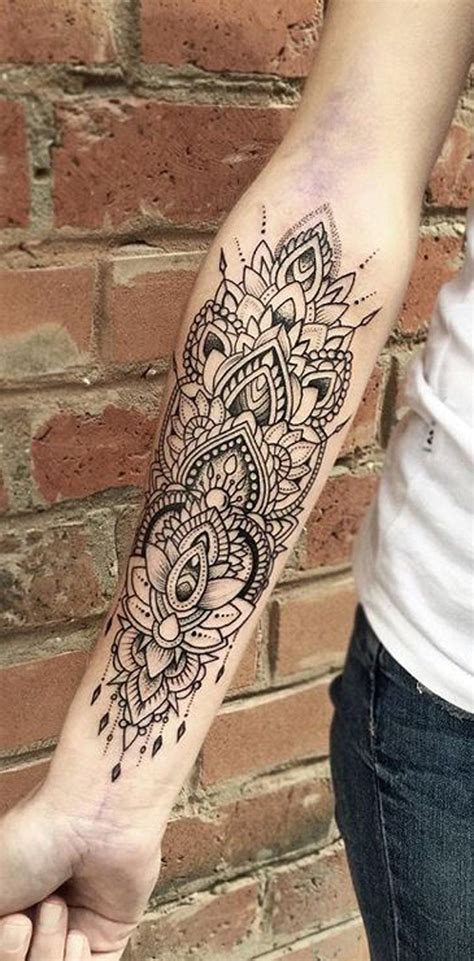 Geometric Mandala Forearm Tattoo Ideas For Women Lace Mandala Lotus Black Arm Sleeve Tat