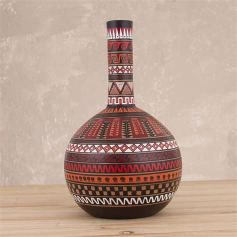 Hand Painted Ceramic Decorative Vase From Peru Ceremonial Rites NOVICA