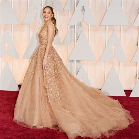 Jennifer Lopez In Elie Saab Oscars Red Carpet 2015 Via Getty Images