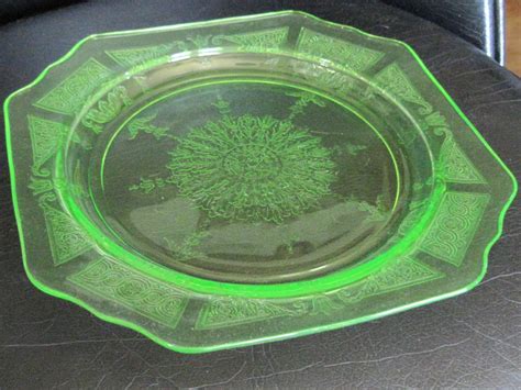 Antique Vaseline Green Depression Glass Plate Princess Antique Price