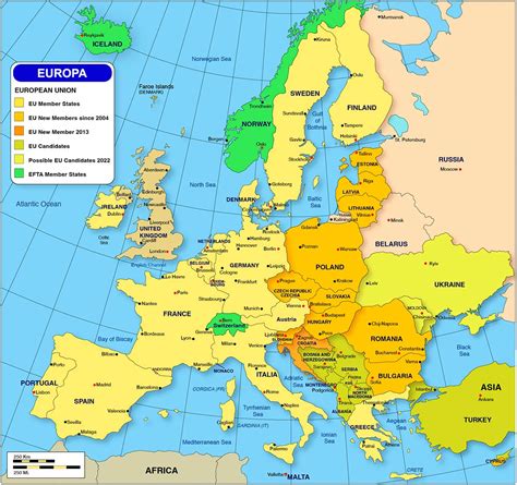 Mapa De Europa Político Y Físico Mudo Y Con Nombres Países