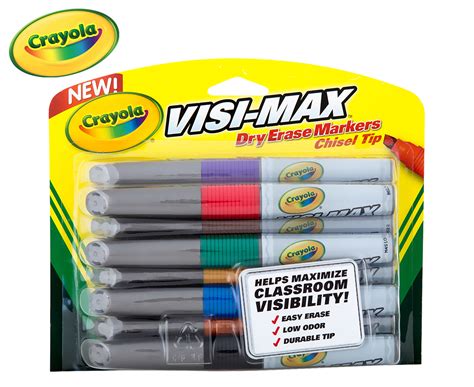 Crayola Visi Max Dry Erase Chisel Tip Markers 8 Pack Assorted