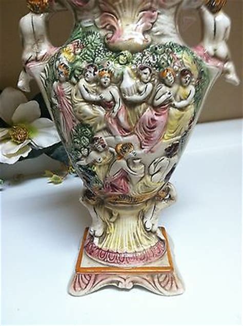Vintage Capodimonte Italy Porcelain Large Lidded Vase Urn Ginger Jar