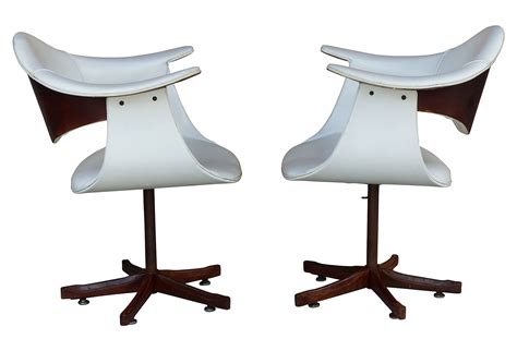 Mid Century Swivel Bentwood Chairs After Plycraft Modernism