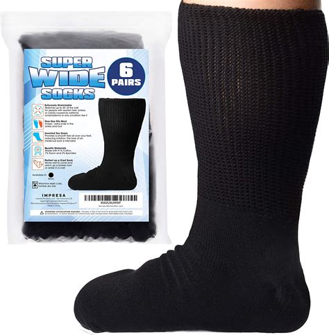 6 Pairs Of Impresa Extra Width Socks For Lymphedema