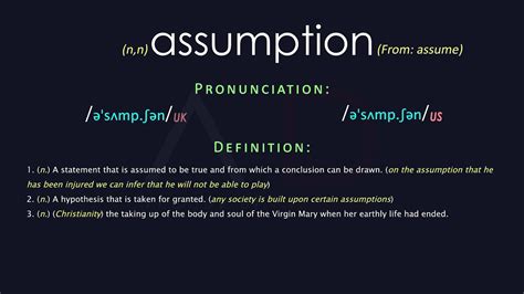 Assumption Meaning And Pronunciation Audio Dictionary YouTube
