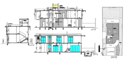 Residence Bungalow Section And Area Design Layout Plan Autocad Drawing