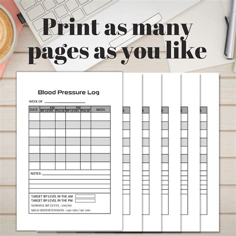 Printable Large Print Blood Pressure Log Book Weekly Etsy